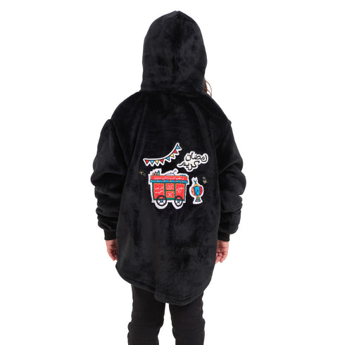 Snuggs Kids Blanket Hoodie Black عربية فول